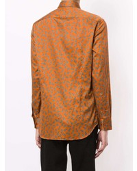 Chemise à manches longues imprimée cachemire orange Etro