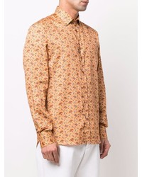 Chemise à manches longues imprimée cachemire orange Etro