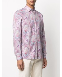 Chemise à manches longues imprimée cachemire rose Etro