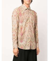 Chemise à manches longues imprimée cachemire rose Etro