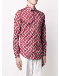 Chemise à manches longues imprimée cachemire rouge Etro