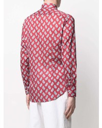 Chemise à manches longues imprimée cachemire rouge Etro