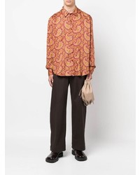 Chemise à manches longues imprimée cachemire rouge Etro