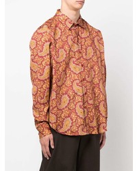 Chemise à manches longues imprimée cachemire rouge Etro