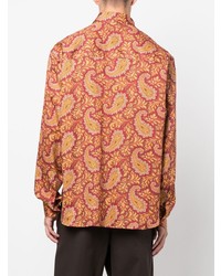 Chemise à manches longues imprimée cachemire rouge Etro