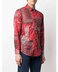 Chemise à manches longues imprimée cachemire rouge Etro