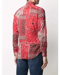 Chemise à manches longues imprimée cachemire rouge Etro