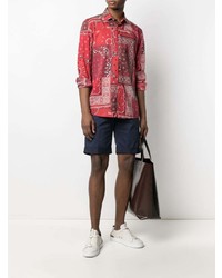 Chemise à manches longues imprimée cachemire rouge Etro