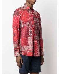 Chemise à manches longues imprimée cachemire rouge Etro