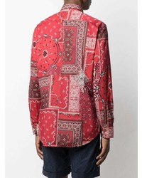 Chemise à manches longues imprimée cachemire rouge Etro