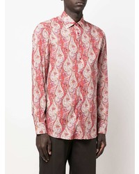 Chemise à manches longues imprimée cachemire rouge Etro