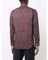 Chemise à manches longues imprimée cachemire rouge Etro