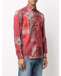 Chemise à manches longues imprimée cachemire rouge Etro