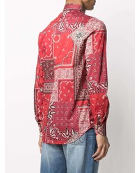 Chemise à manches longues imprimée cachemire rouge Etro