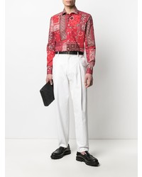 Chemise à manches longues imprimée cachemire rouge Etro