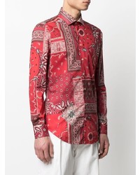 Chemise à manches longues imprimée cachemire rouge Etro