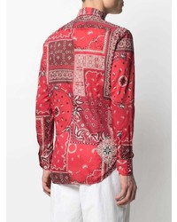 Chemise à manches longues imprimée cachemire rouge Etro