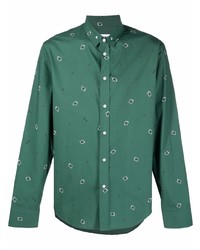 Chemise à manches longues imprimée cachemire vert foncé Kenzo