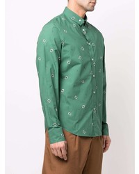 Chemise à manches longues imprimée cachemire vert foncé Kenzo