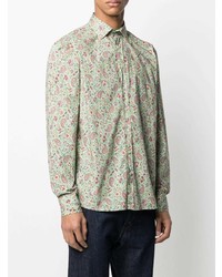 Chemise à manches longues imprimée cachemire vert menthe Etro