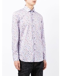 Chemise à manches longues imprimée cachemire violet clair Etro