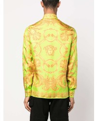 Chemise à manches longues imprimée chartreuse Versace