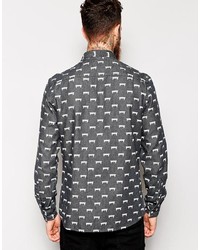 Chemise à manches longues imprimée gris foncé Asos