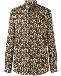 Chemise à manches longues imprimée gris foncé Dolce & Gabbana
