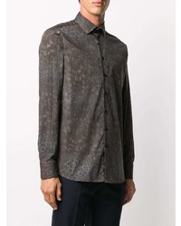 Chemise à manches longues imprimée gris foncé Etro