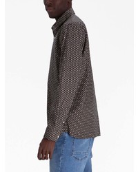 Chemise à manches longues imprimée gris foncé BOSS