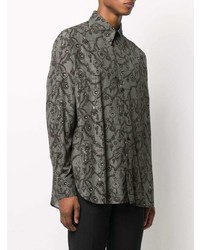 Chemise à manches longues imprimée gris foncé Givenchy