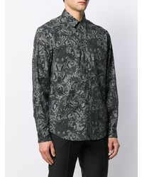 Chemise à manches longues imprimée gris foncé Just Cavalli