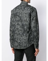 Chemise à manches longues imprimée gris foncé Just Cavalli