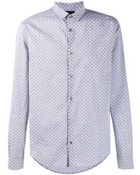 Chemise à manches longues imprimée grise Emporio Armani