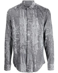 Chemise à manches longues imprimée grise Emporio Armani