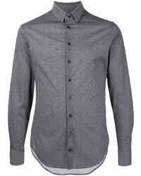 Chemise à manches longues imprimée grise Giorgio Armani