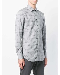 Chemise à manches longues imprimée grise Etro