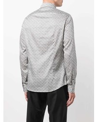 Chemise à manches longues imprimée grise Emporio Armani