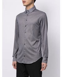 Chemise à manches longues imprimée grise Giorgio Armani