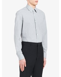 Chemise à manches longues imprimée grise Prada