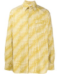 Chemise à manches longues imprimée jaune Marni