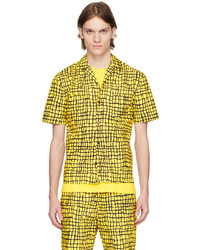 Chemise à manches longues imprimée jaune Moschino
