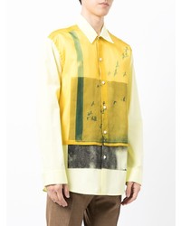 Chemise à manches longues imprimée jaune Oamc