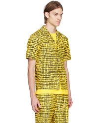 Chemise à manches longues imprimée jaune Moschino