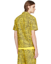 Chemise à manches longues imprimée jaune Moschino