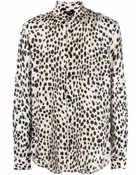 Chemise à manches longues imprimée léopard beige Just Cavalli