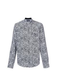 Chemise à manches longues imprimée léopard blanche et noire Amiri