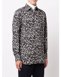 Chemise à manches longues imprimée léopard blanche et noire Gabriele Pasini