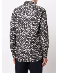 Chemise à manches longues imprimée léopard blanche et noire Gabriele Pasini