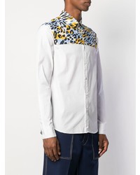 Chemise à manches longues imprimée léopard blanche Marni